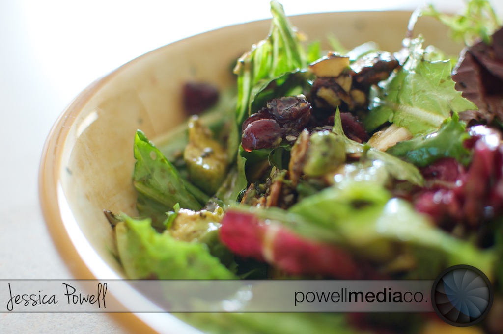 Cranberry-Avocado Salad with Candied Spiced Almonds