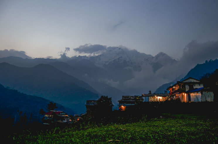 View of Annapurna mountains in Landruk, Nepal